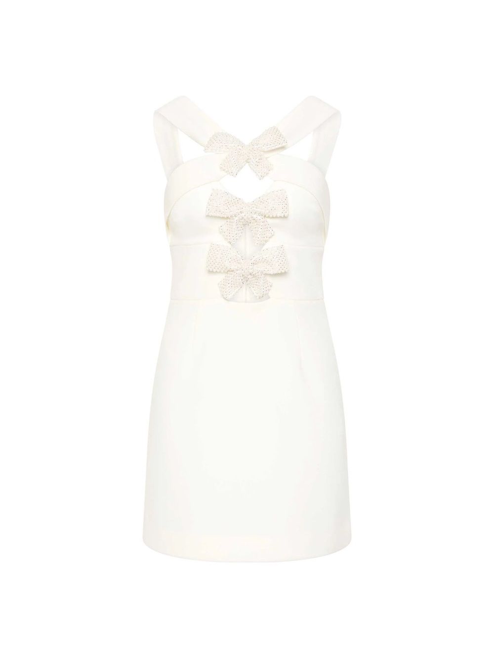 Rebecca Vallance White Bow-Detail Mini Dress size 12 AU 8 US